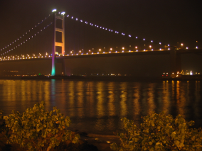 The Tsing Ma bridge at night
